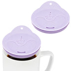 Linkidea 2 Pack Silicone Coffee Mug Lid for 3"(76mm) to 3.4"(86mm) Inside Diameter Mugs, Splash Resistant Replacement Mug Lid for Home, Office, Travel, Dishwasher-Safe (Purple)