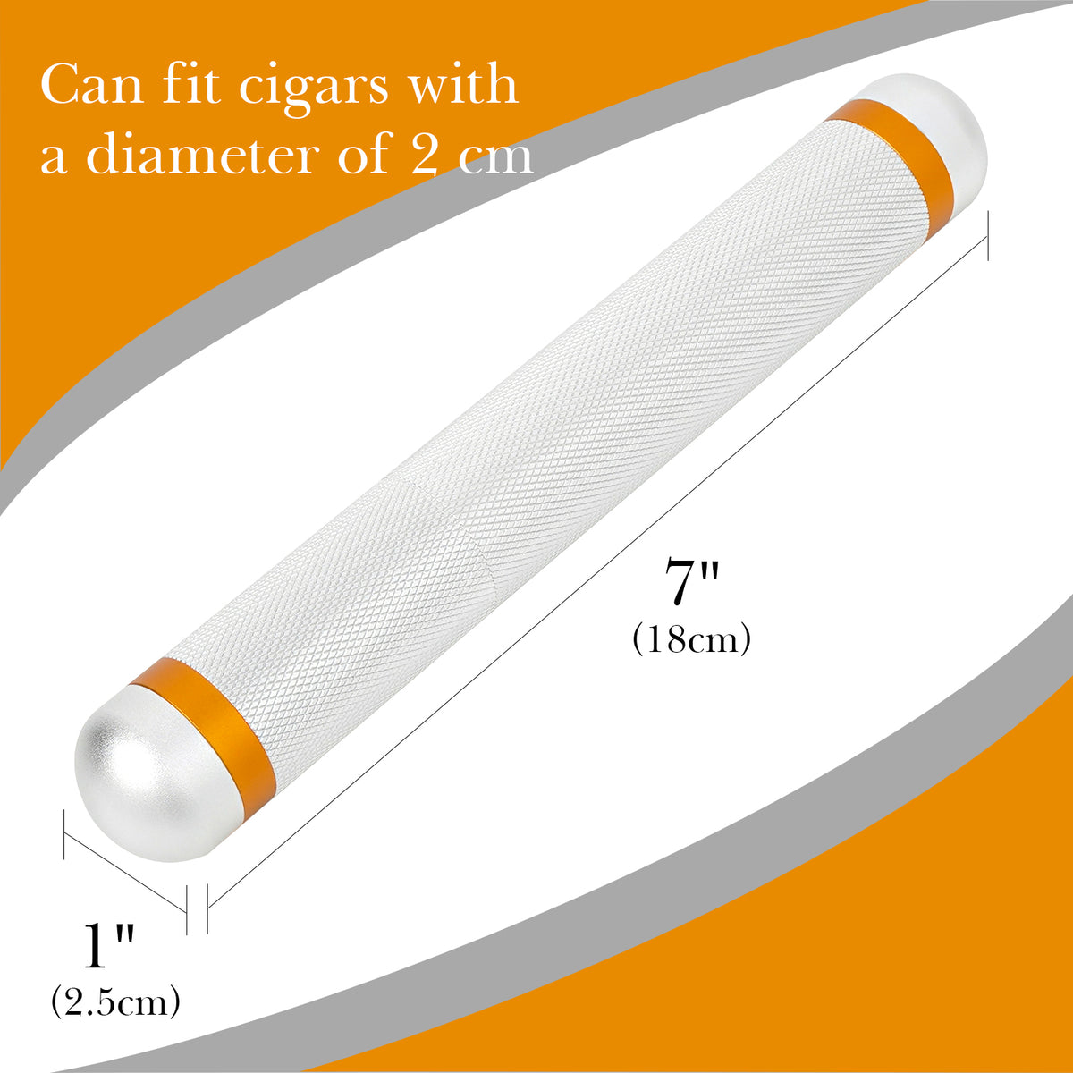 Linkidea Aluminum Alloy Cigar Holder Case, Men's Cigar Tube Airtight Single Tube, Cigar Tubes with Caps (Silver)