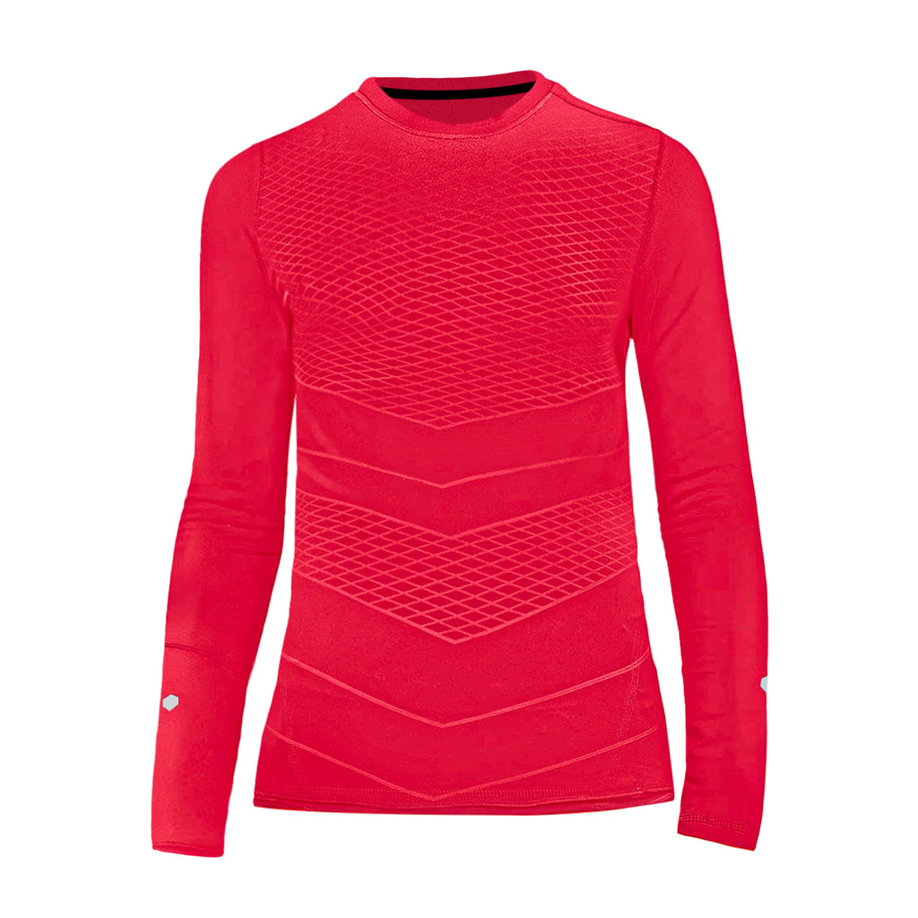 Soccer Compression Shirt for Kids, Breathable Moisture Wicking Long Sleeve Undershirt, Athletic Performance Base Layer Cold Weather Shirts for Child Age 6 - 7 (Red, XXS)