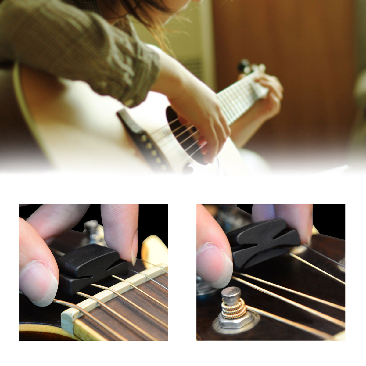 Linkidea 6-Pack Rubber Guitar Headstock Pick Holder, Pickholder for Guitar, Bass, Ukulele Thick Picks (Black)