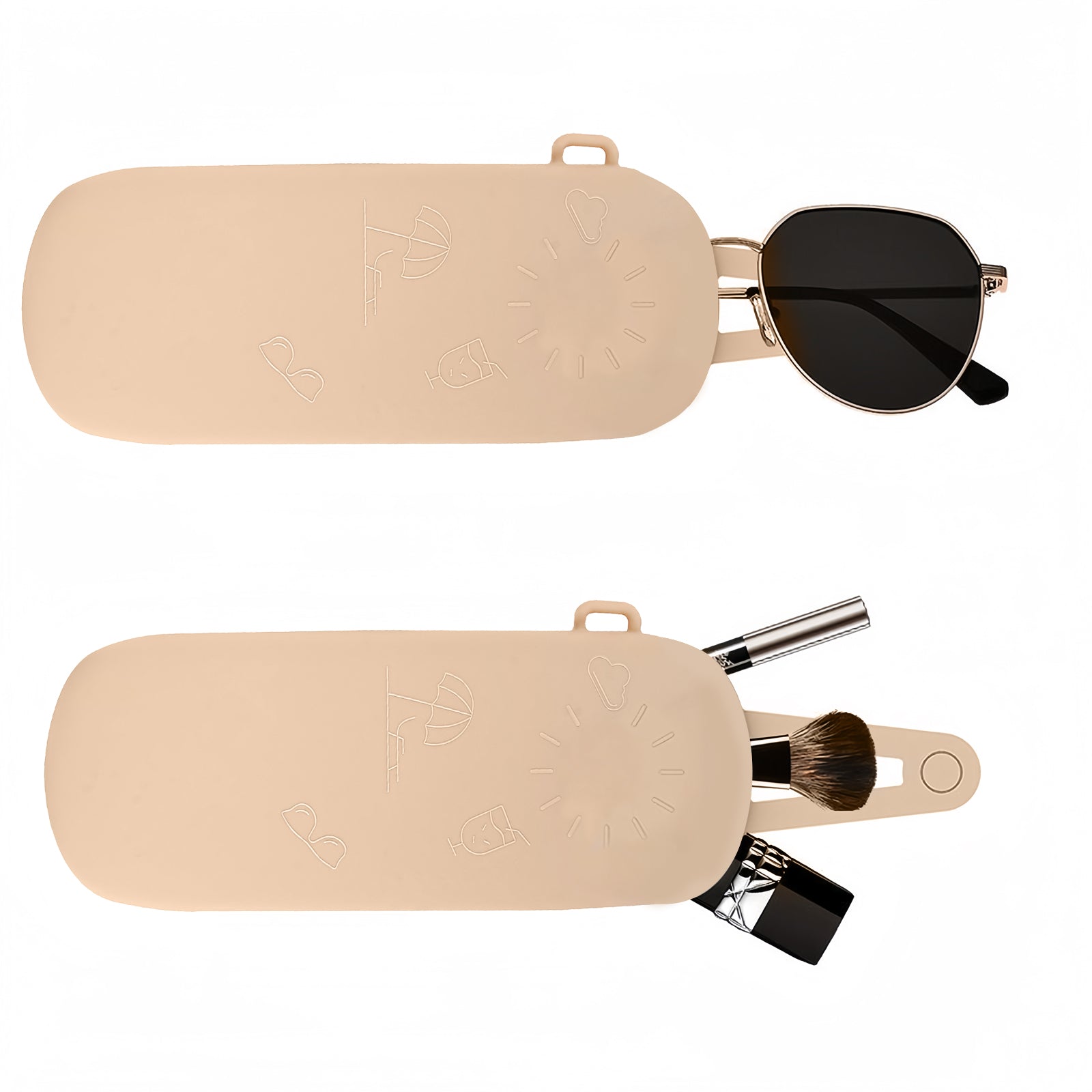 Extra Large Sunglasses Pouch Case, Silicone Oversized Sun Glasses Organizer Soft Bag Compatible with Gucci GG0595S GG0875S GG0351S GG1087S Versace VE4395 (XXL, Khaki)
