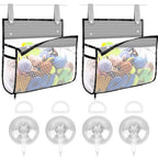 Linkidea 2 Pack Travel Mesh Bathroom Storage Bags, Portable Hanging Organizer Pouches with Suction Cup Hooks, Large Capacity for Toiletries, Bath Accessories, Shower, Camping, RV, Grey