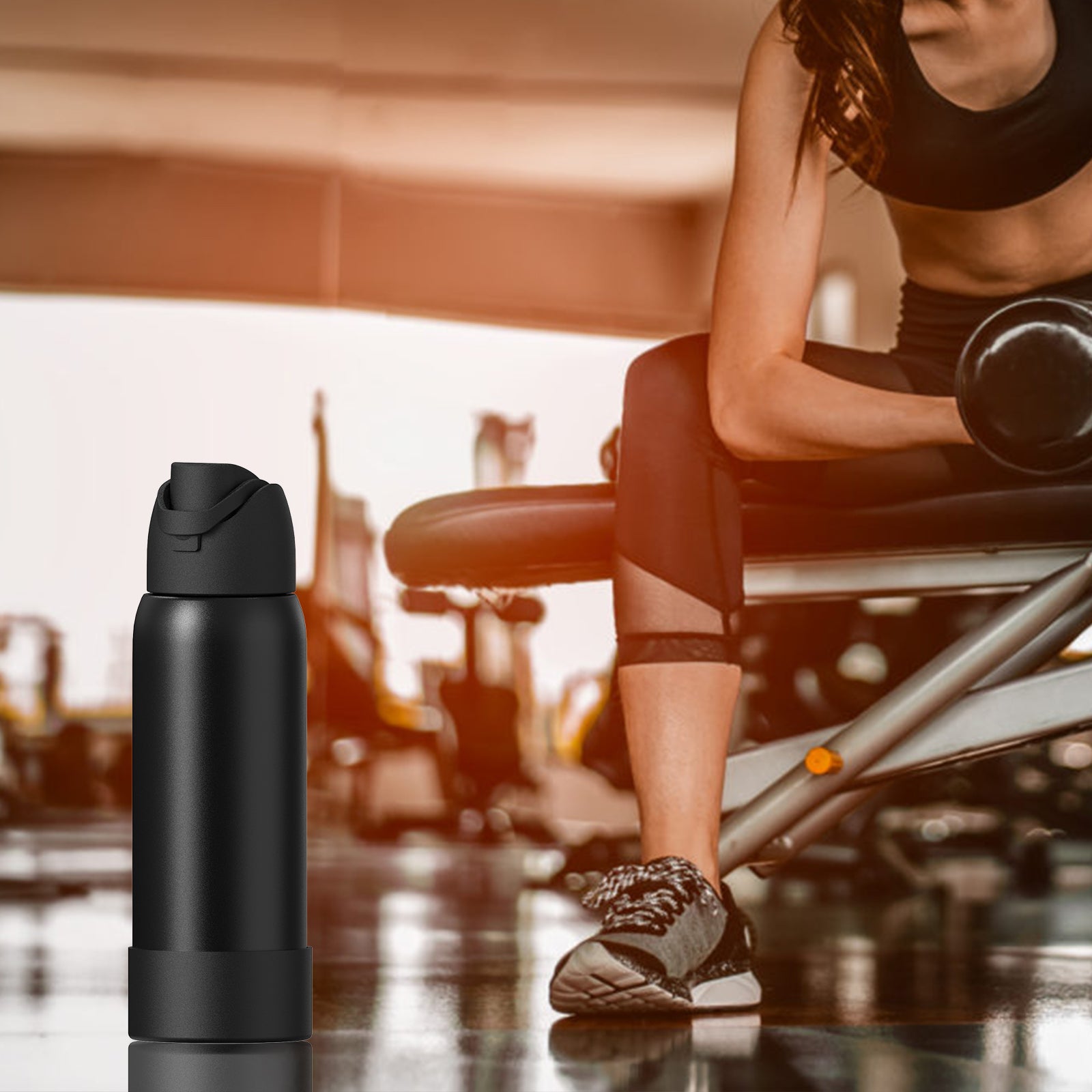 Linkidea 2 Pack Water Bottle Boot Compatible with Owala FreeSip 40oz, Silicone Anti-Slip Bottle Bottom Bumper Protector (Black)