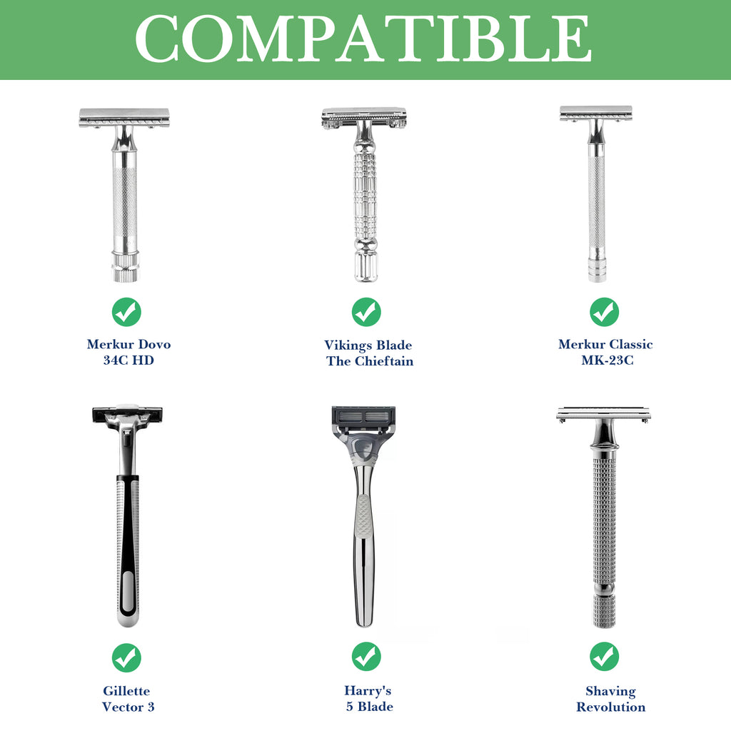 Linkidea 2 Pack Toothbrush & Razor Stand, Shaving Holder for Bathroom Counter, Compatible with Gillette Vector 3, Harry's 5 Blade (Brown)
