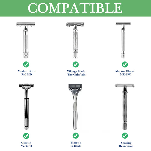 Linkidea 2 Pack Toothbrush & Razor Stand, Shaving Holder for Bathroom Counter, Compatible with Gillette Vector 3, Harry's 5 Blade (Brown)