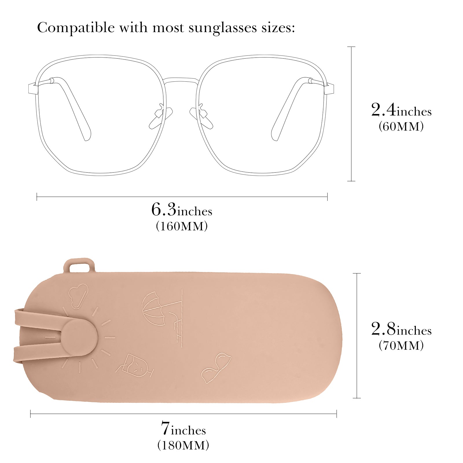 Extra Large Sunglasses Pouch Case, Silicone Oversized Sun Glasses Organizer Soft Bag Compatible with Gucci GG0595S GG0875S GG0351S GG1087S Versace VE4395 (XXL, Brown)