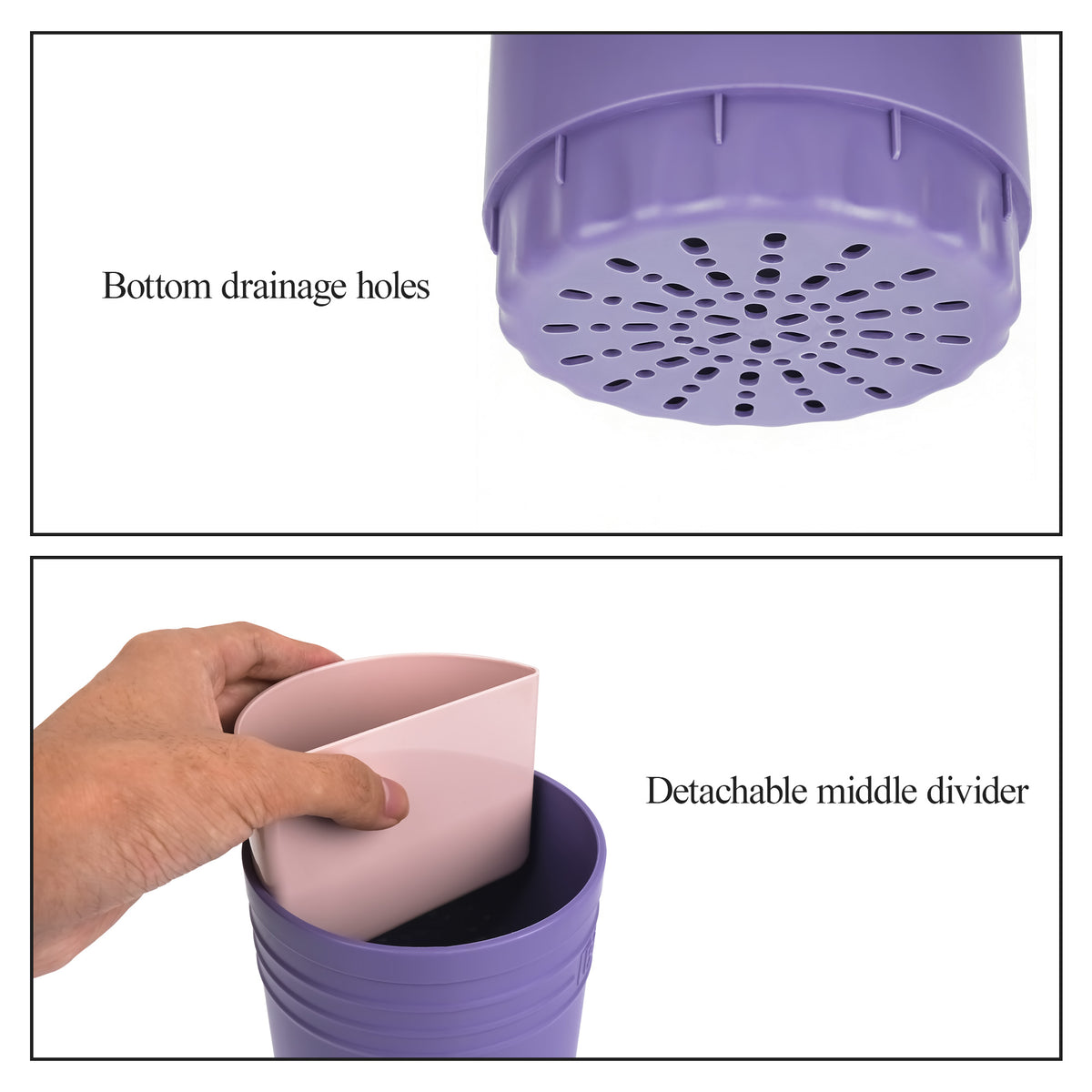 Linkidea Electric Toothbrush Holder for Bathroom with Drainage Tray, Plastic Countertop Stand with Detachable Divider, Compatible with Oral-B io Series, Philips Sonicare (Purple)