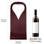 Linkidea Vegan Leather Wine Bottle Bags, 16.7" x 6.9" Wine Tote Bags for Gifts, Luxury Gift Bags for 750ml Wine Bottles, Fits Christmas Use (Red)
