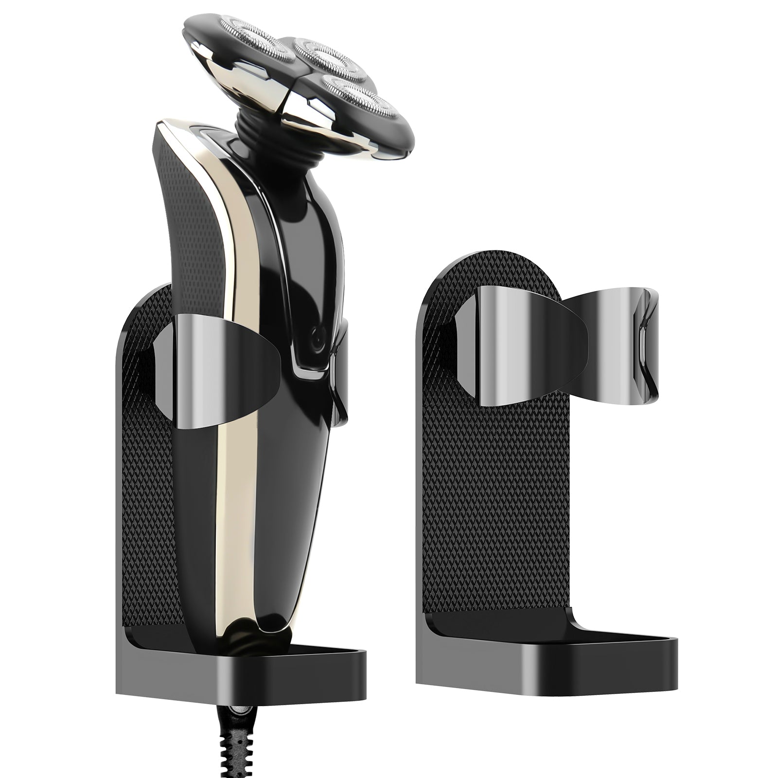 Linkidea 2 Pack Wall Mount Electric Shaver Holder, Self-adhesive Shower Organizer for Philips 7, 9 Series, Bathroom Razor Stand (Black)