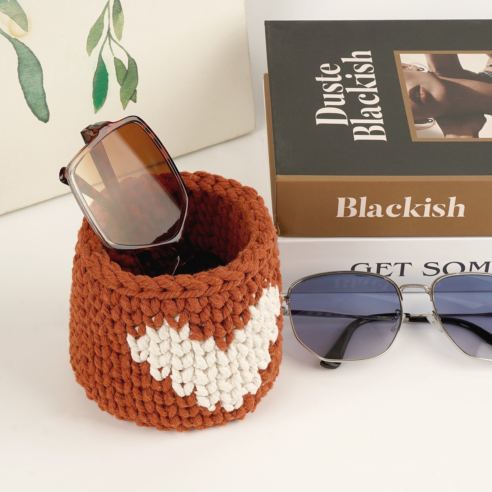 Extra Large Sunglasses Desk Holder Stand, Red Cotton Rope Eyewear Storage Display Organizer Compatible with Persol PO3352S/PO3328S/PO3311S Ray-Ban RB4401D/RBS0101S