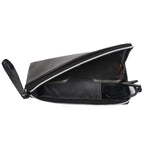 Large Sunglasses Pouch Case, Black Vegan Leather Eyewear Organizer Soft Bag Compatible with CELINE CL40227U Versace VE4395 Gucci GG0595S GG0875S
