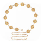 Plus Size Chain Belt for Women, Metal Chain Belt Women Belly Waist Chains, Extra Long Body Chain, 47 Inch Adjustable Chunky Belt Chain (Gold, Daisy Style)