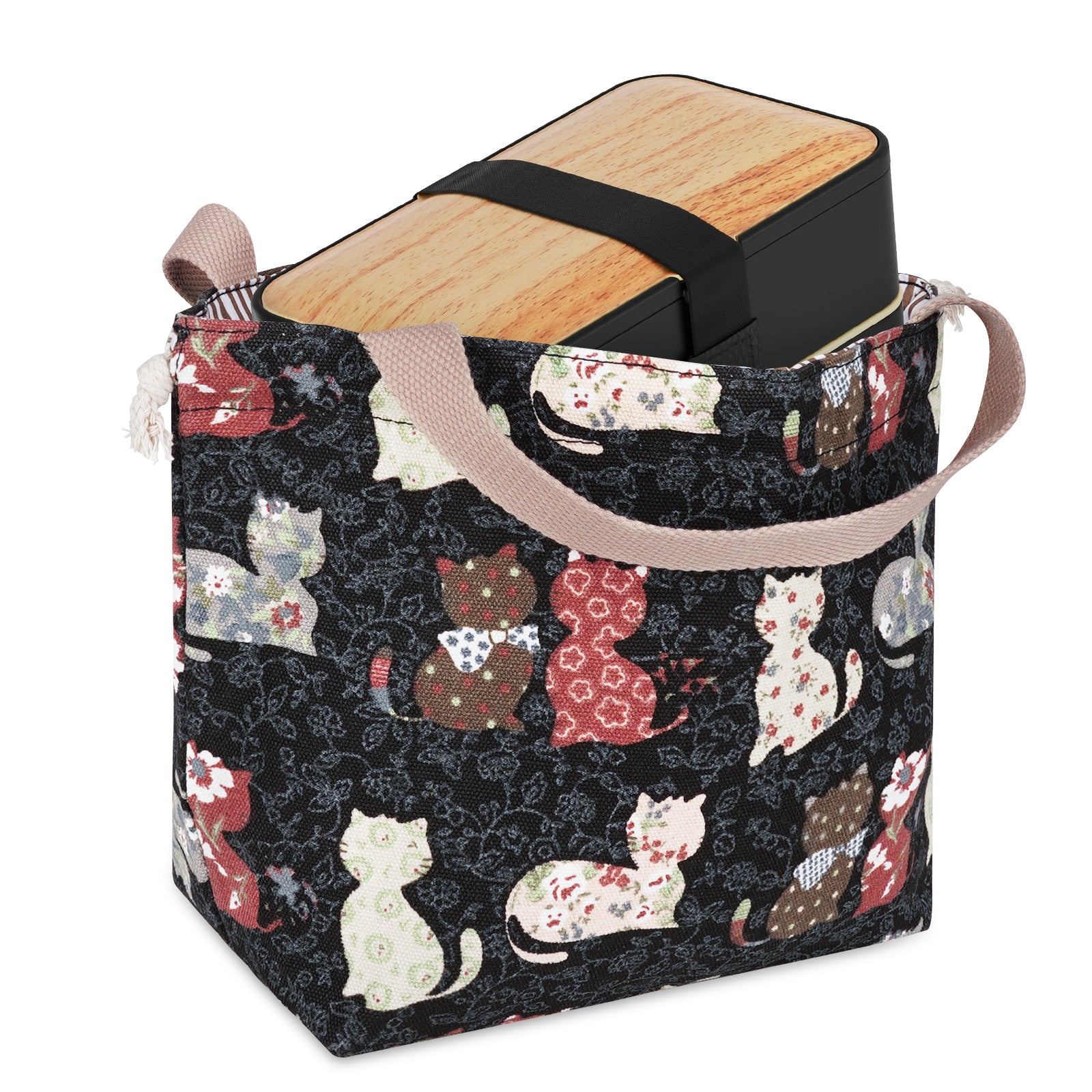 Linkidea Lunch Bag for Women, Portable Hand Held Insulation Lunch Bag, Small Lunch Bag for Travel Camp or Work, Compatible with ITERYN, ELLO, Bentoheaven, NaTraProw, Lunch Box (Black)