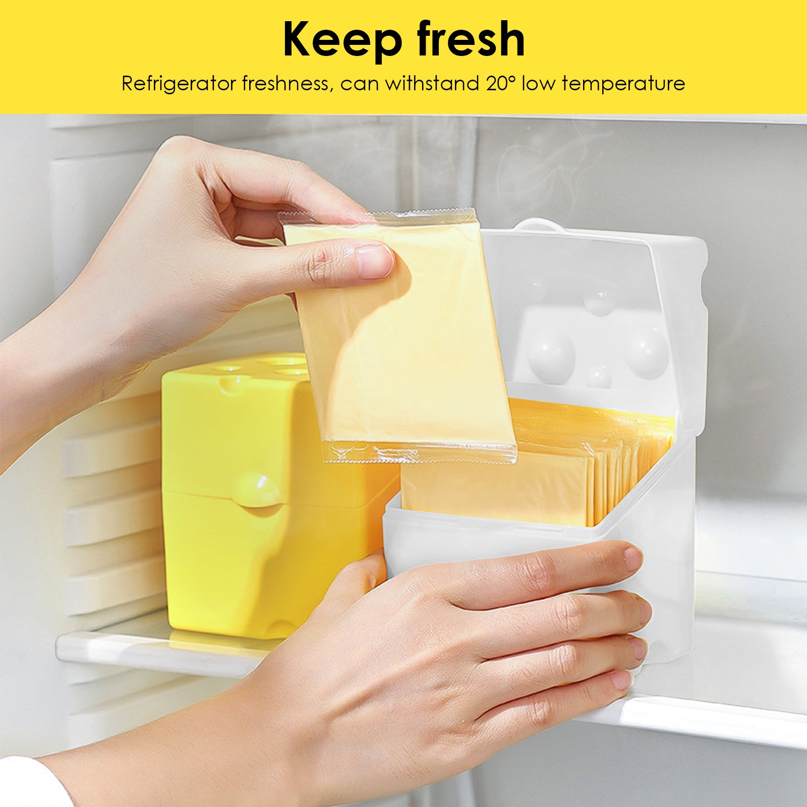 Linkidea 2 Pcs Sliced Cheese Container, ABS Plastic Cheese Holder with Flip Lids, Slice Cheese Container for Refrigerator, Fits to Keep Cheese/Butter Fresh in Fridge (Multi-Color)