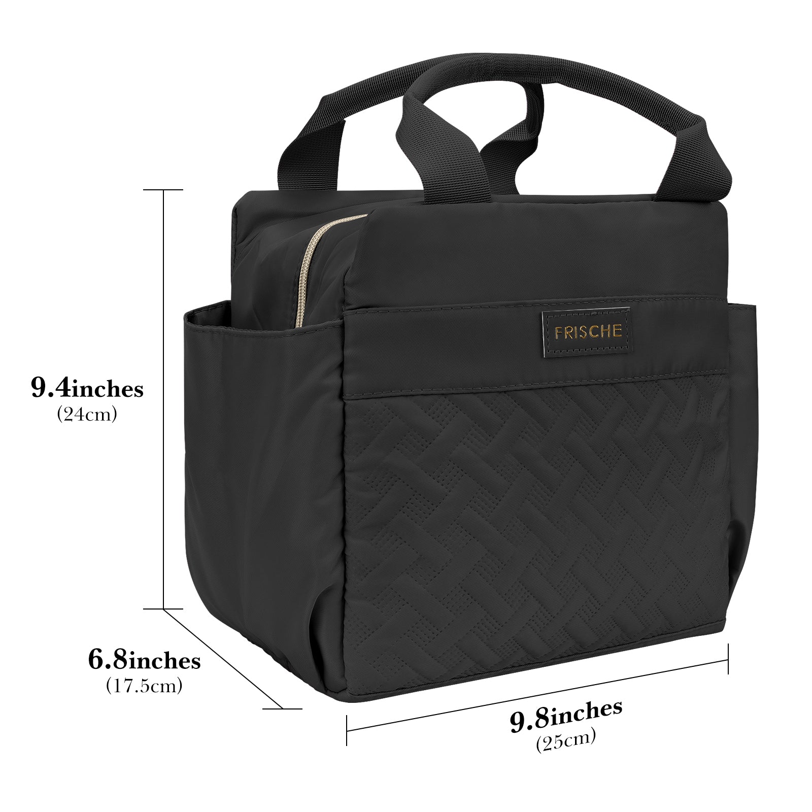 Linkidea Lunch Bag for Women, Large Leak Proof Lunch Tote Cooler, Lunch Tote Bag with Bottle Holder and Side Pockets, Compatible with NatraProw, LOVINA, Caperci (Black)