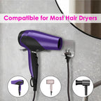 Linkidea Wall Mounted Hair Dryer Holder with Hooks, Screw or Self-Adhesive Organizer Stand, Compatible with Dyson Origin & Nural Series Hair Dryers (Silver)