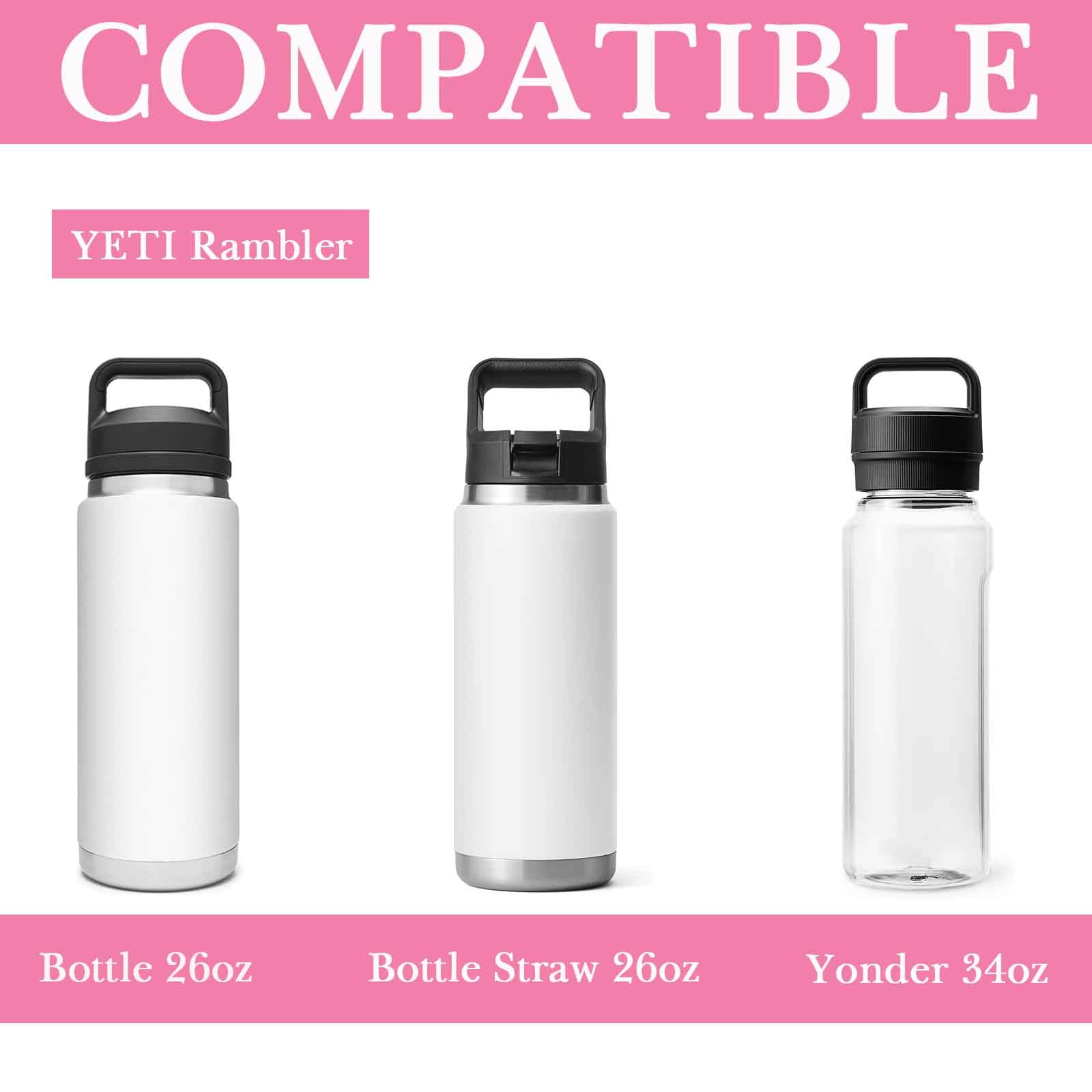 Linkidea 2 Pack Water Bottle Boot Compatible with YETI Rambler Bottle 26oz, Yonder 34oz, Silicone Anti-Slip Bottle Bottom Sleeve Bumper Protector (Light Pink)