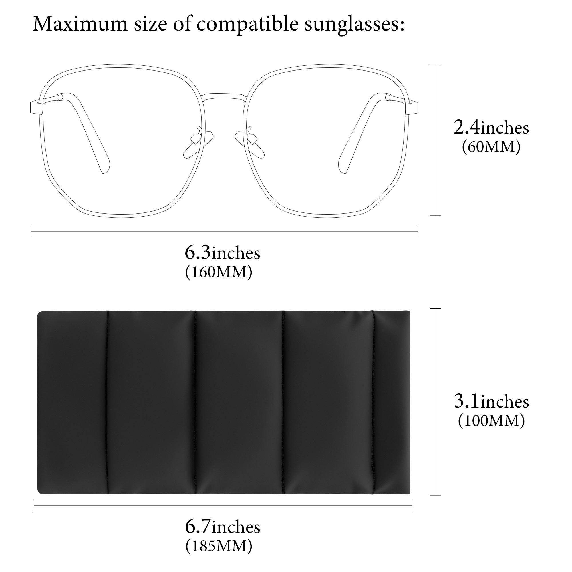 Extra Large Sunglasses Pouch Case, Black Eider Down Eyewear Organizer Soft Bag for Travel Compatible with RayBan RB4401D/RBS0101S/RB4098/RB3825 Persol PO3328S/PO3311S