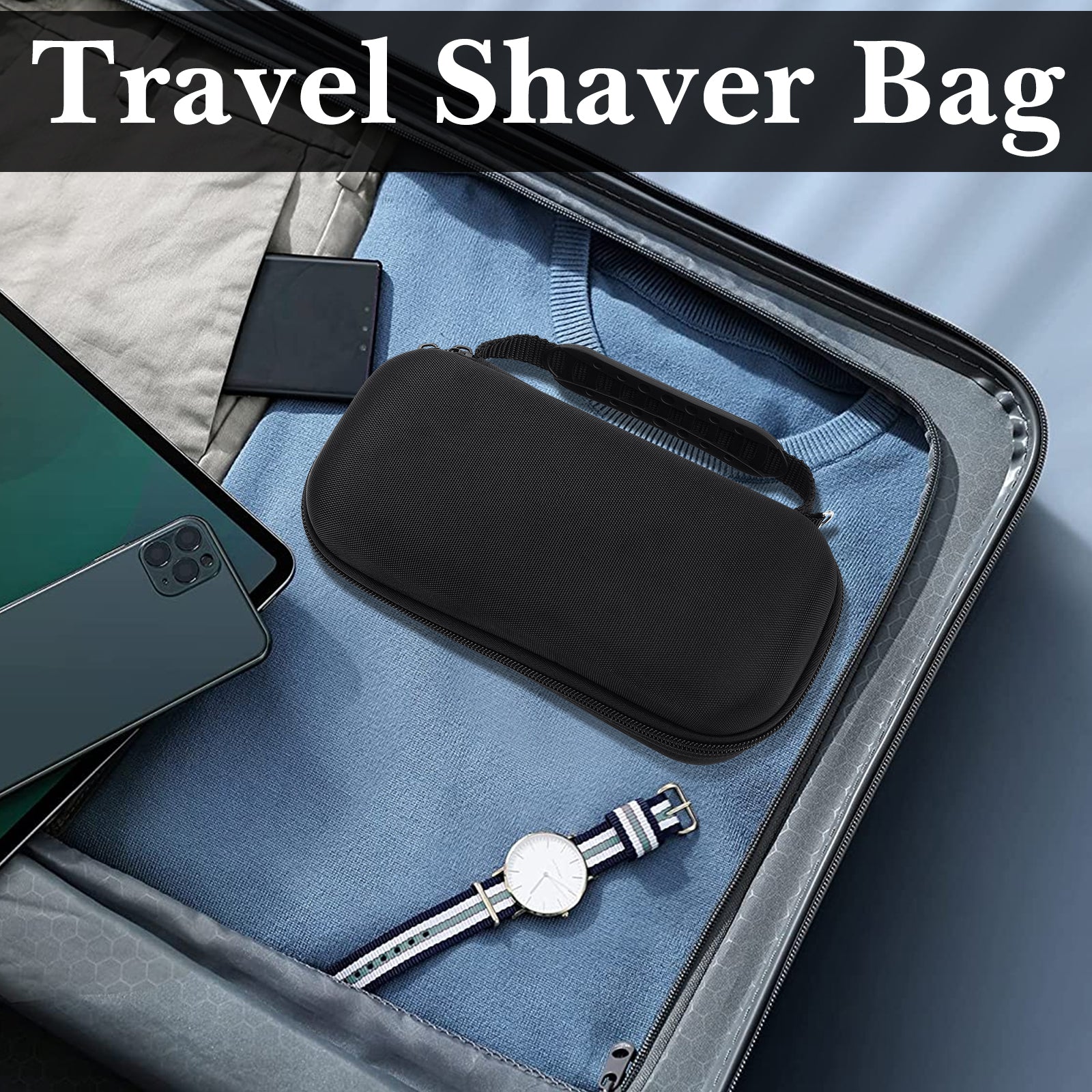 Linkidea Men's Body Hair Grooming Trimmer Travel Case, Compatible with Manscaped Lawn Mower 4.0, 3.0, HC-W032, HCW003A, Groin & Body Portable Shaver Storage Bag (Black)