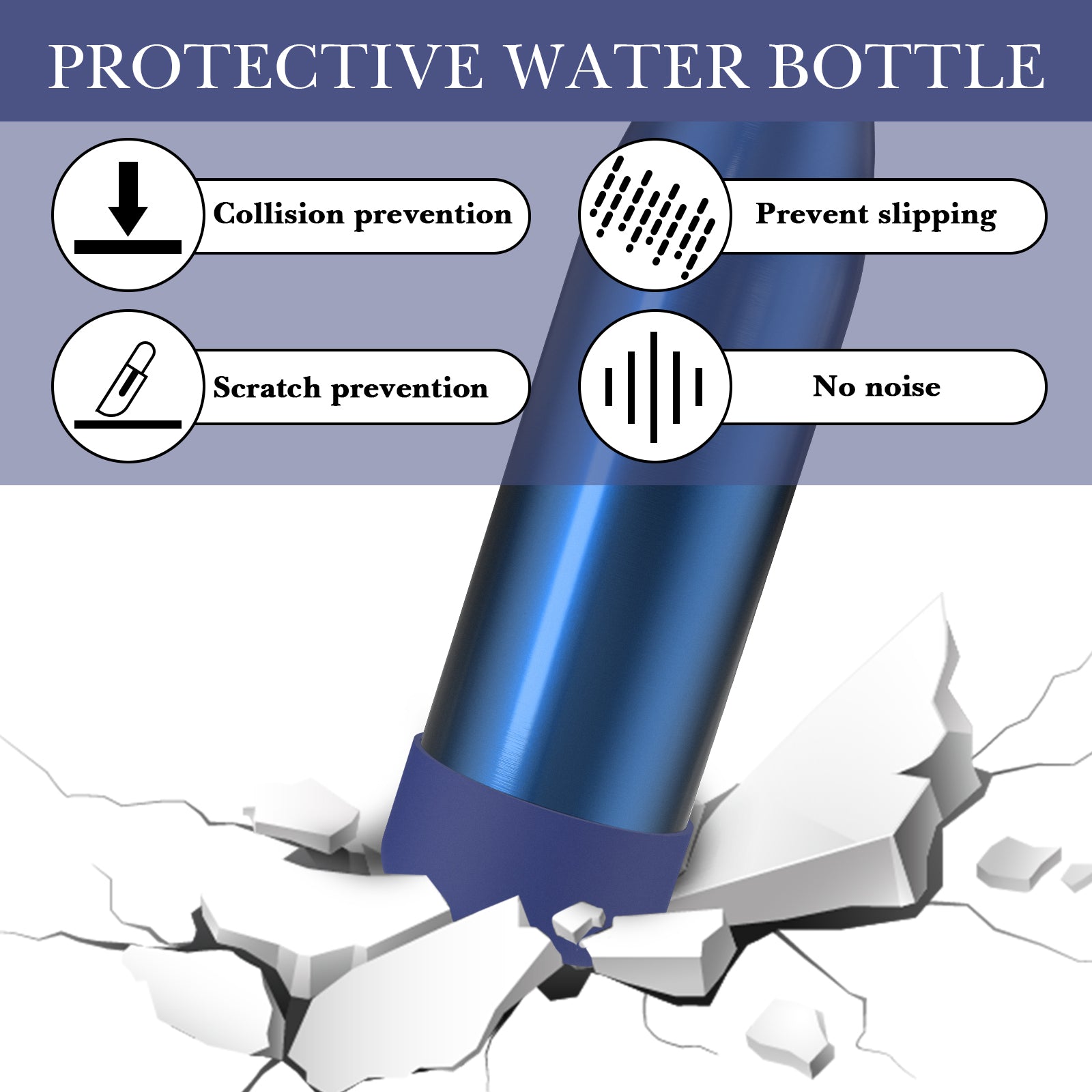 Linkidea 2 Pack Water Bottle Boot Compatible with 25oz ORIGINAL, BJPKPK, Konokyo 25oz Cola Shaped Bottles, Silicone Bottle Boot Bottom Sleeve Protector, Bottle Bumper (Navy Blue)