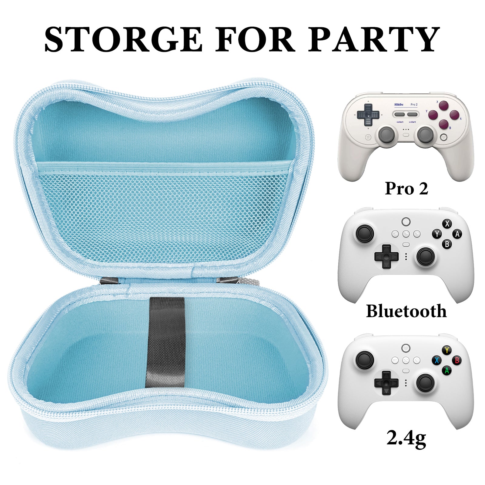 Linkidea Hard Travel Controller Case Compatible with 8BitDo Pro 2 / Ultimate Bluetooth / 2.4G Dual Sense Wireless Controller Gaming Accessories Carrying, Game Protective Storage Bag