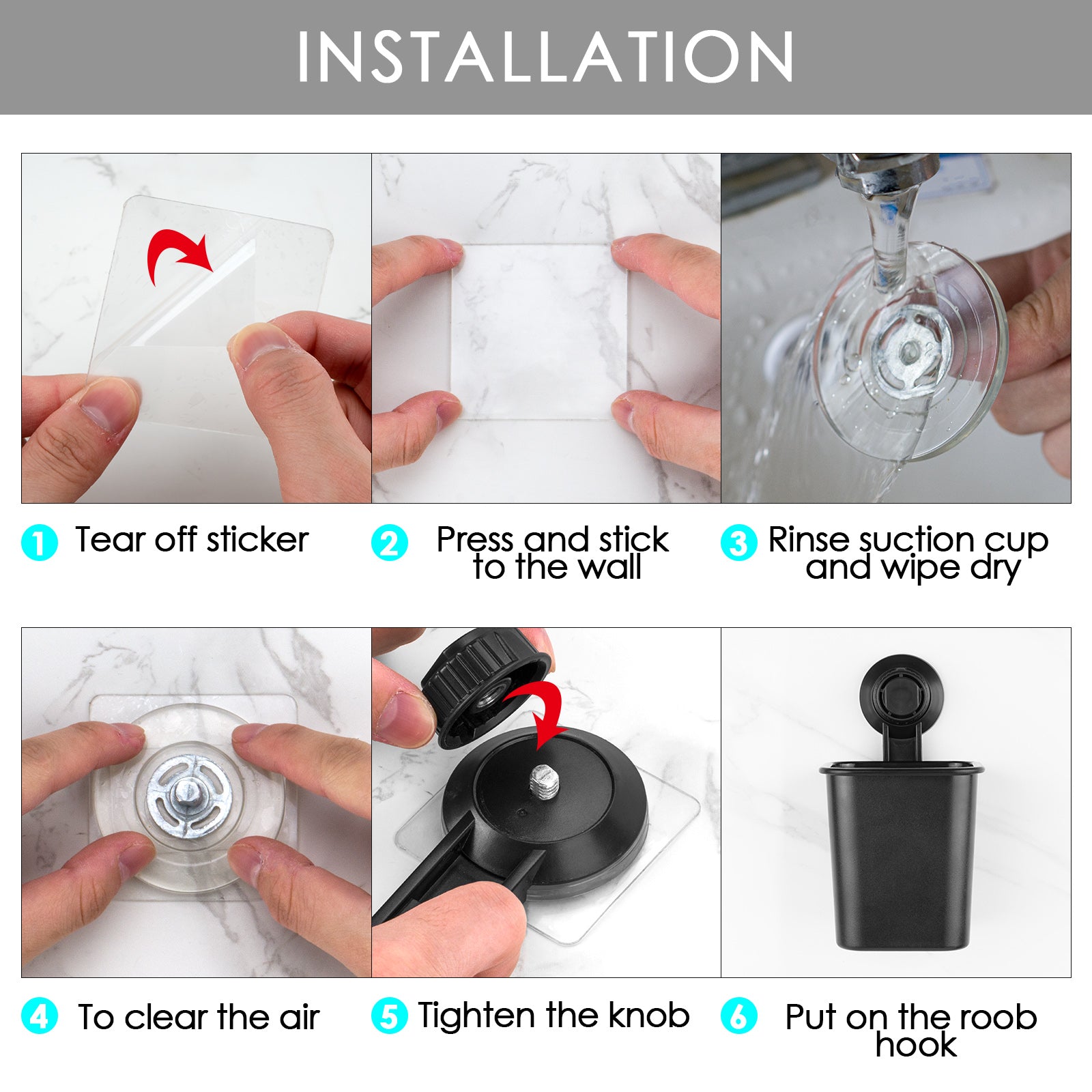Linkidea Toothbrush Holder Self Adhesive Wall Mounted for Bathroom Shower Wall, Shaver Razor Holder Hanger, Electric / Battery Toothbrush and Toothpaste Organizer, No Drill or Nail Needed (Black)