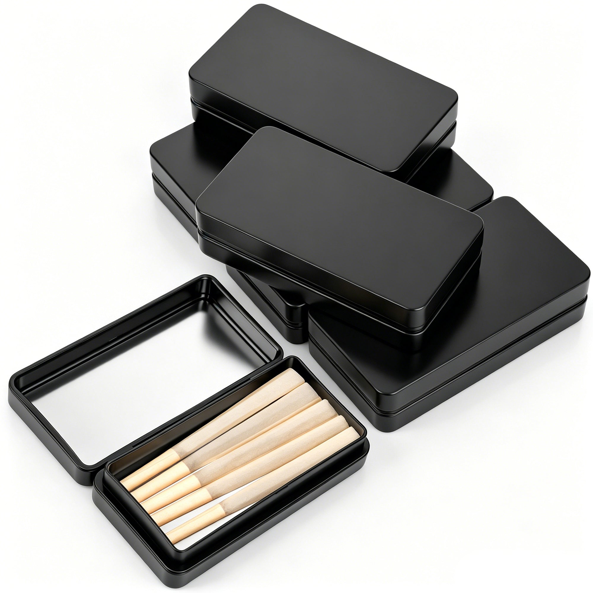 Linkidea 6 Pack Pocket Cigarette Case, Hard Metal Cigarette Protective Box, Fits 85mm & 100mm, Portable Travel Cigarette Holder Case (Black)