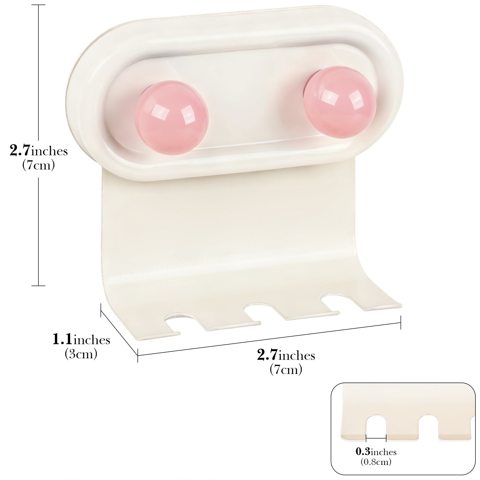 Linkidea 2 Pack Wall Mount Toothbrush Holder for Bathroom, 3 Slots Self Adhesive Iron Brush Hanger Compatible with Oral-B CrossAction, Colgate ExtraClean(Pink Dot)