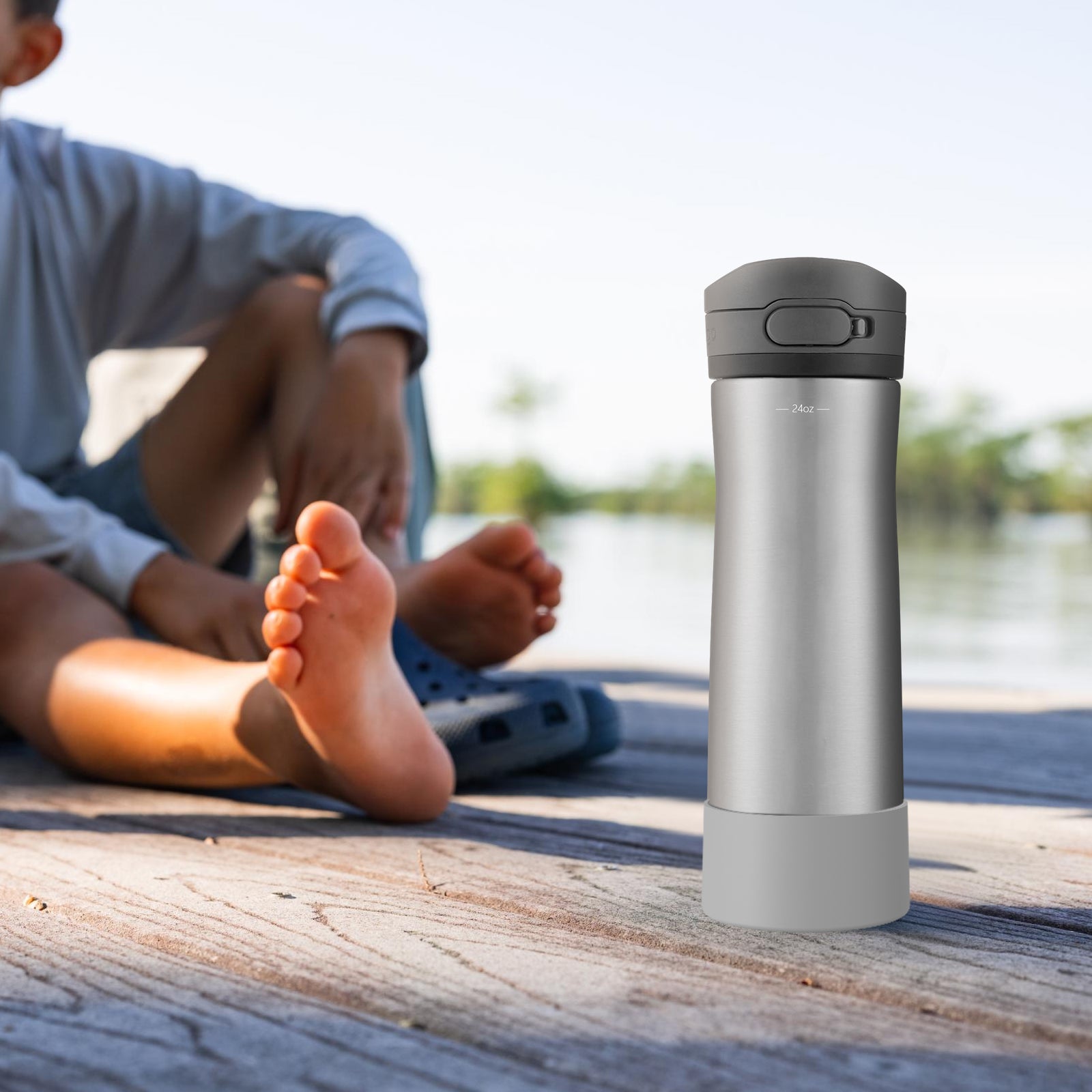 Linkidea 2 Pack Water Bottle Boot Compatible with Contigo Jackson Chill 2.0 20oz/24oz, Cortland 24oz, Silicone Anti-Slip Bottle Bottom Bumper Protector (Grey)