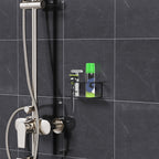 Linkidea Wall Mount Razor & Shaving Cream Holder for Bathroom & Shower, Self-Adhesive Shaver & Gel Storage Rack, Compatible with Vikings Blade Chieftain, Merkur Classic MK-23C (Black)