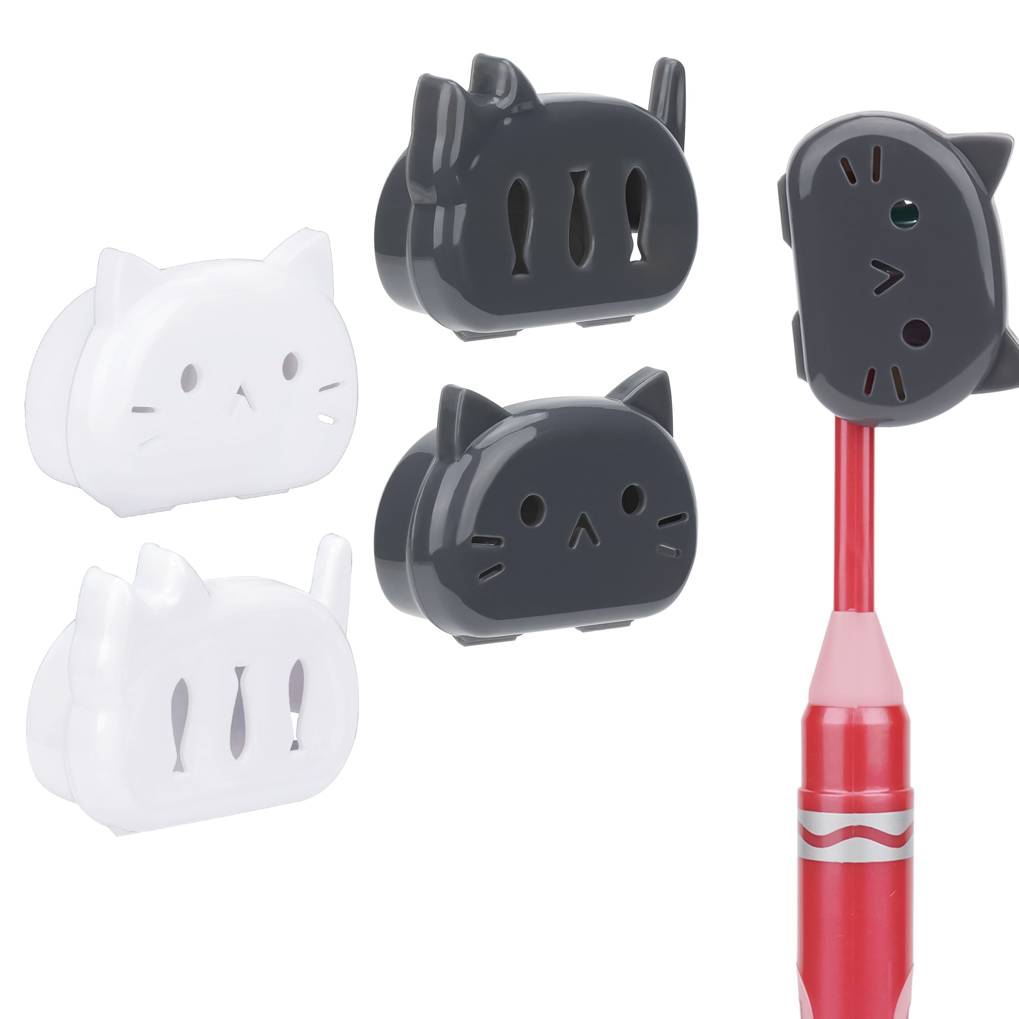 Linkidea 4 Pack Portable Toothbrush Head Cover Cap, Travel Protector Case for Kids Toothbrush, Compatible with Colgate, GUM, Brush Buddies (Black+White)