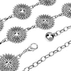 Plus Size Chain Belt for Women, Max 59 Inch Adjustable Extra Large Chunky Belt Chain for Dresses, Party, Casual Wear, Fashion Jewelry Accessory (Silver, Daisy Style)