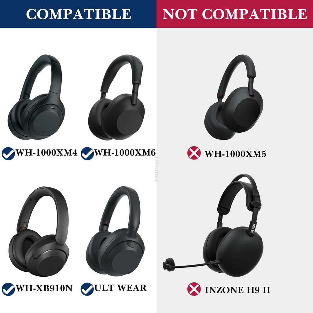 Linkidea Headphones Carrying Case Compatible with Sony WH-1000XM6/1000XM4/1000XM3/XB900N, ULT Wear, MDR-1000X and More, Protective Hard Shell Travel Bag with Cable, Charger Storage (Black)