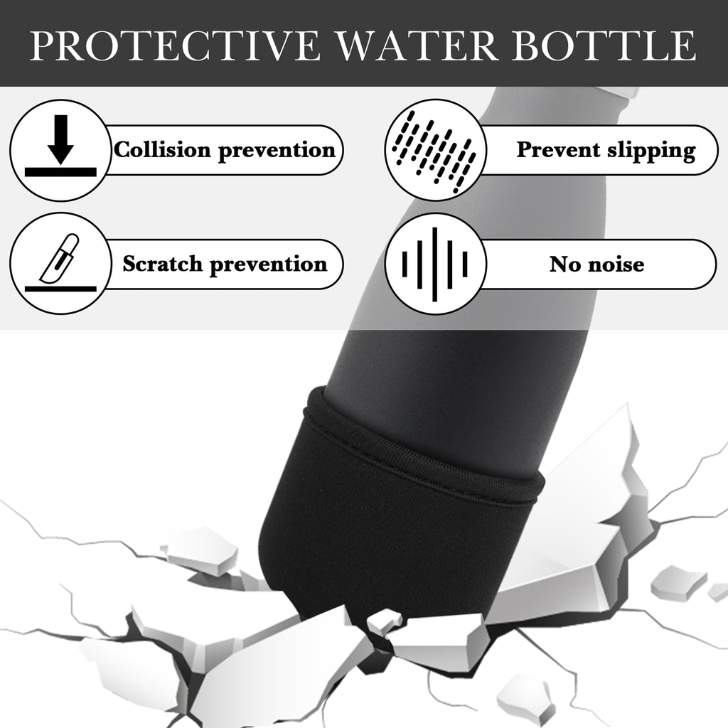Linkidea 2 Pack Water Bottle Boot Compatible with 9oz/12oz/17oz S ORIGINAL, BJPKPK, MIRA Cascade Cola Shaped Bottles, Neoprene Bottle Bottom Bumper Protector (Black)