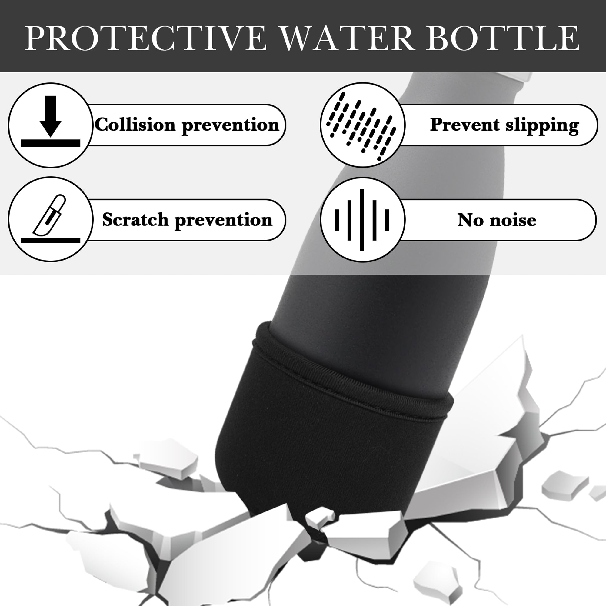Linkidea 2 Pack Water Bottle Boot Compatible with 9oz/12oz/17oz S ORIGINAL, BJPKPK, MIRA Cascade Cola Shaped Bottles, Neoprene Bottle Bottom Bumper Protector (Black)