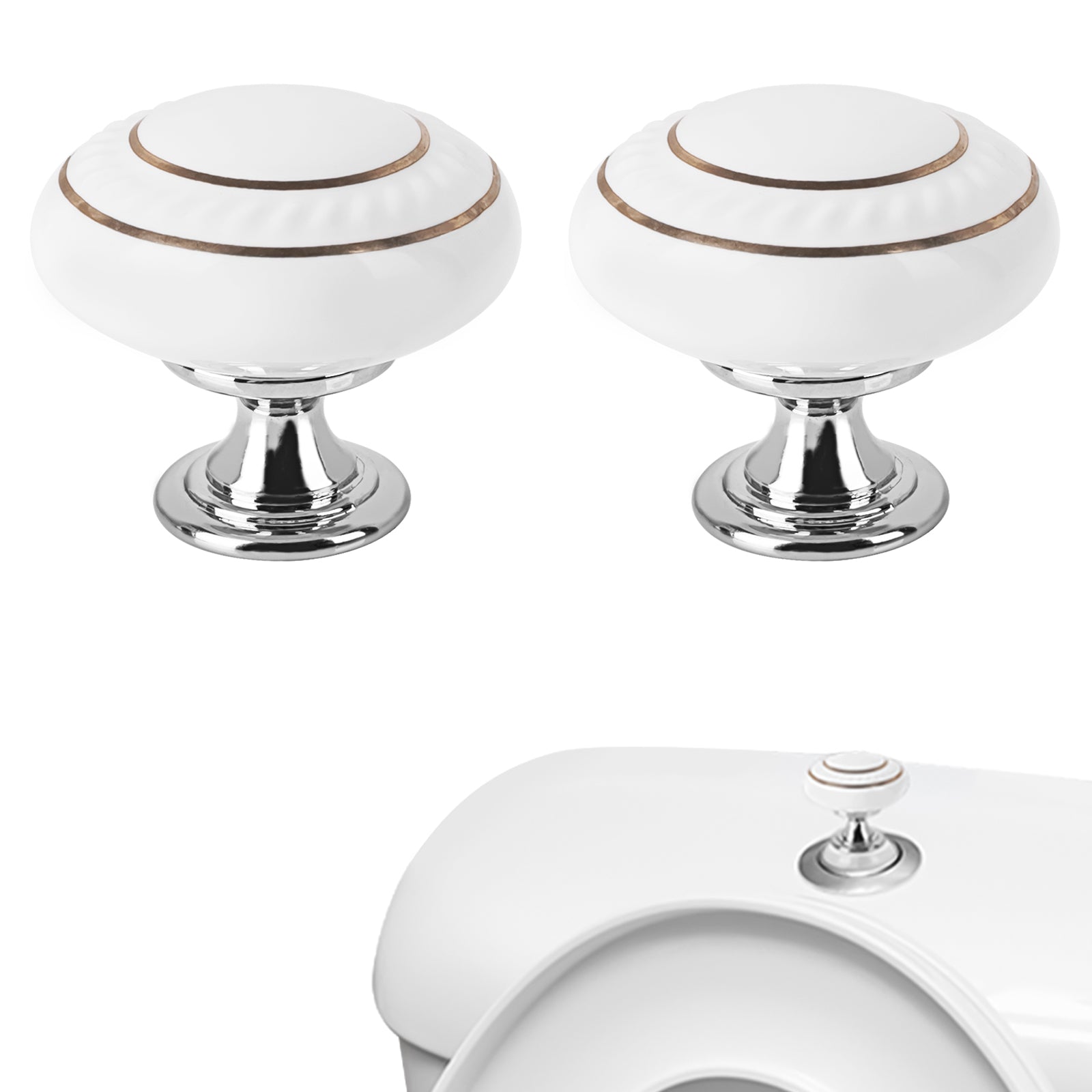 Linkidea Toilet Tank Top Flush Button Helper, Toilet Top Push Button Aid, Compatible with Dual/Single Top-Button Toilets, Easy Press Flush Attachment Extender for Long Nails (2 Pack, White)