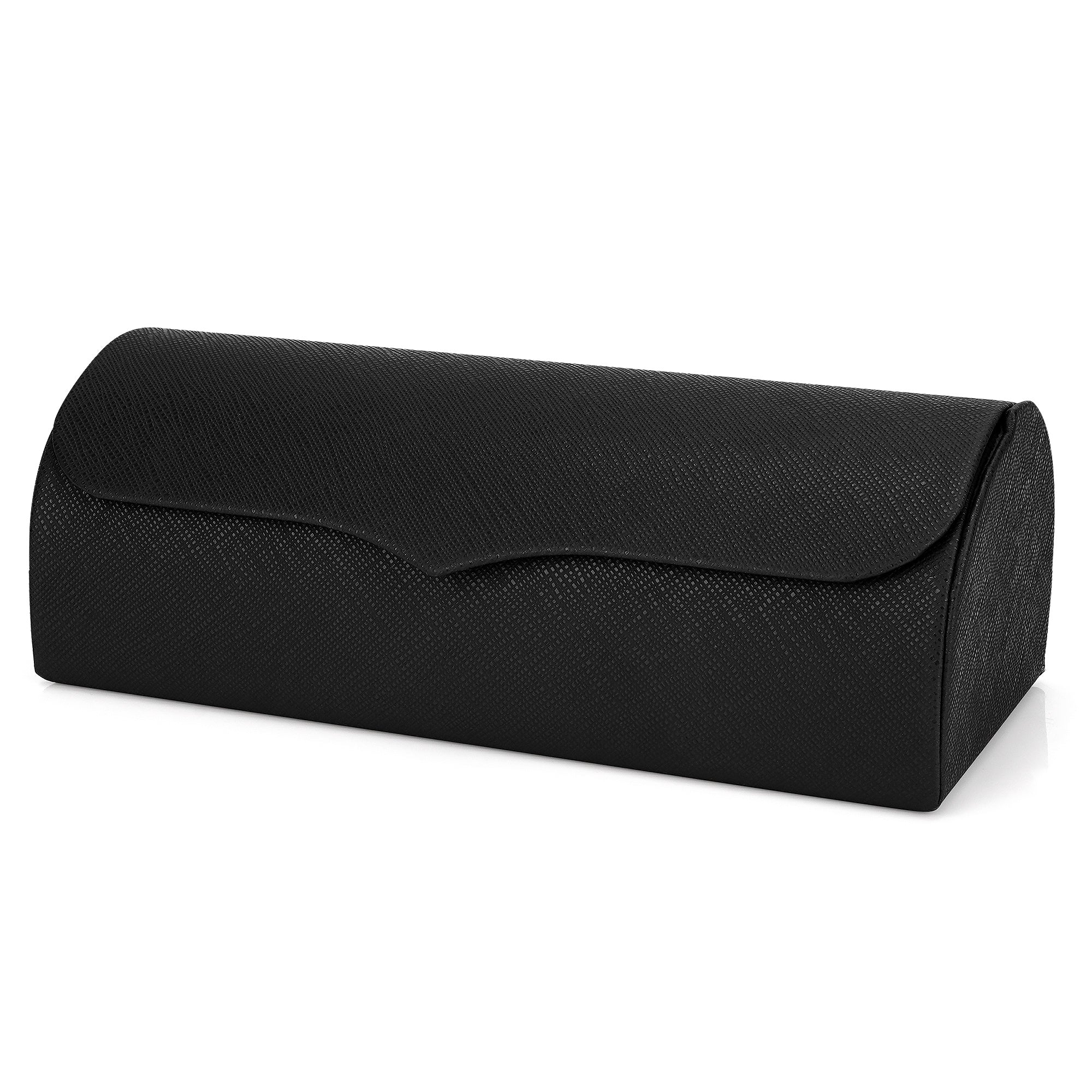 Extra Large Hard Shell Sunglasses Case, Vegan Leather Sun Glasses Storage Organizer Compatible with Rayban RBS0101S/RB8097/RB8089 (XL / Black)