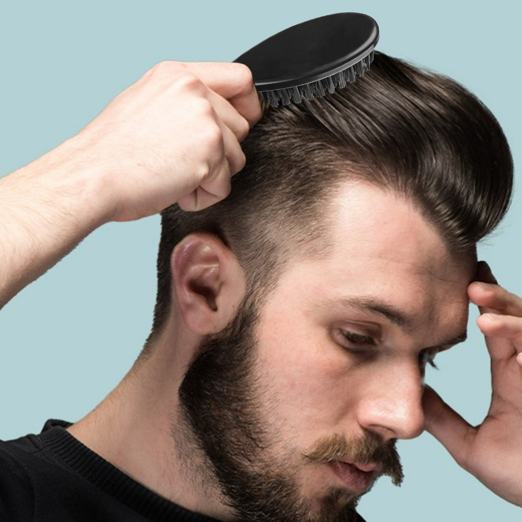 Linkidea 4 Pack Mens Beard Comb Set, Beard Brush with Comb, Portable Travel Ring Beard Brush for Great Gifts (Black)