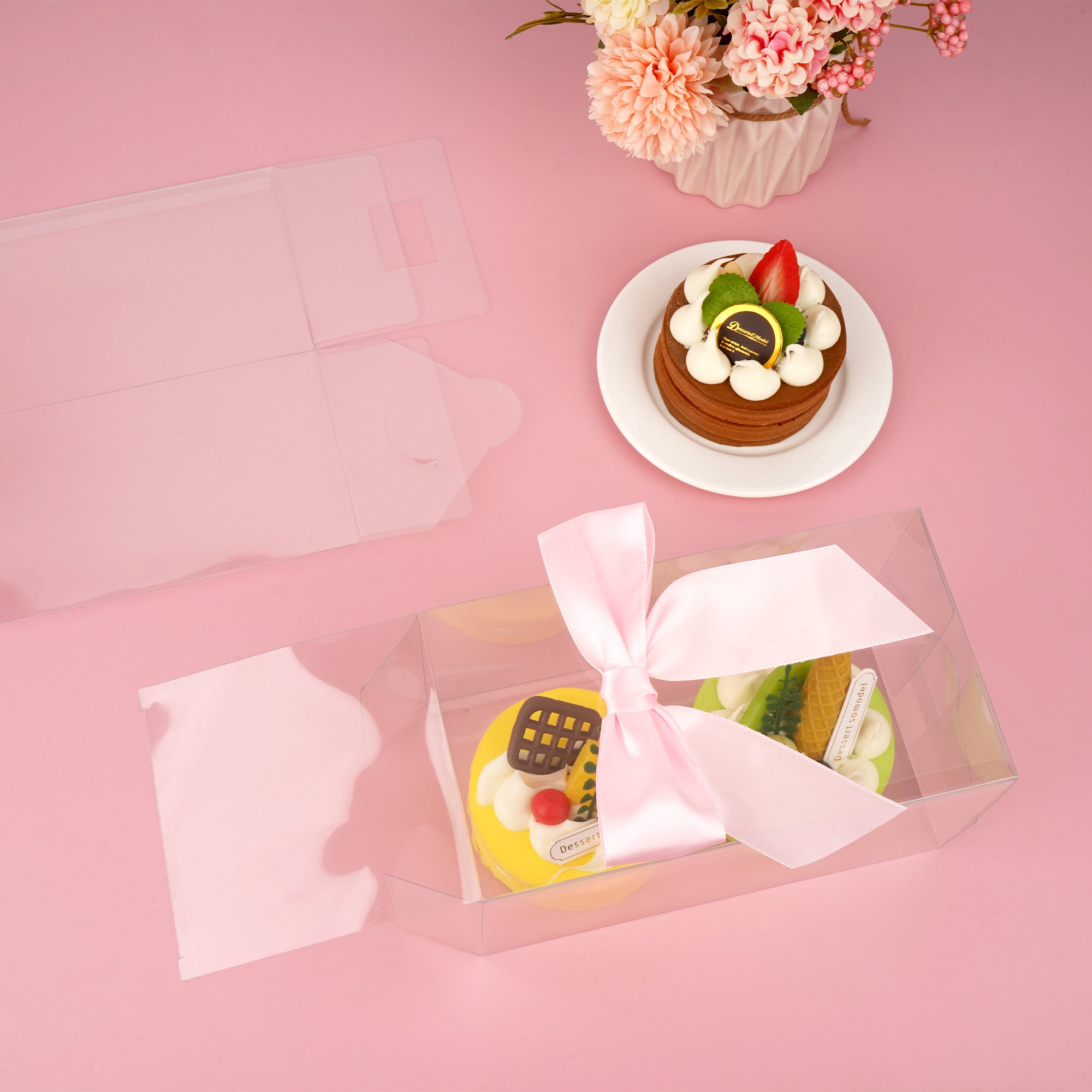 Linkidea 10 Pcs Clear Folding Storage Box, Transparent Storage Case for Dolls, Snacks & Candy, Plastic Display Container, Foldable Organizer Box (3.94'' x 7.0'')