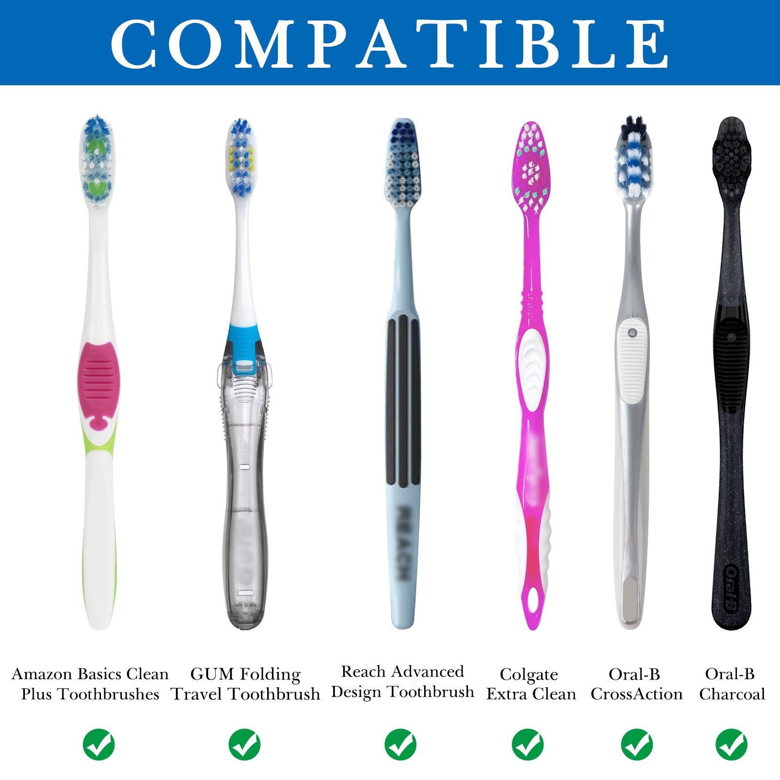 Linkidea 2 Pack Wall Mount Toothbrush Holder for Bathroom, Plastic Self Adhesive Tooth Brush Hanger, 2 Slot Tooth Brush Organize Compatible with Oral-B CrossAction, Colgate ExtraClean (Multi)
