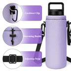 Linkidea Water Bottle Carrier with Strap Compatible with YETI Rambler Bottle 26oz/36oz, Waterbottle Sling Bag Holder with Shoulder Strap, Light Purple