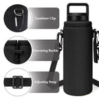 Linkidea Water Bottle Carrier with Strap Compatible with YETI Rambler Bottle 26oz/36oz, Waterbottle Sling Bag Holder with Shoulder Strap, Black