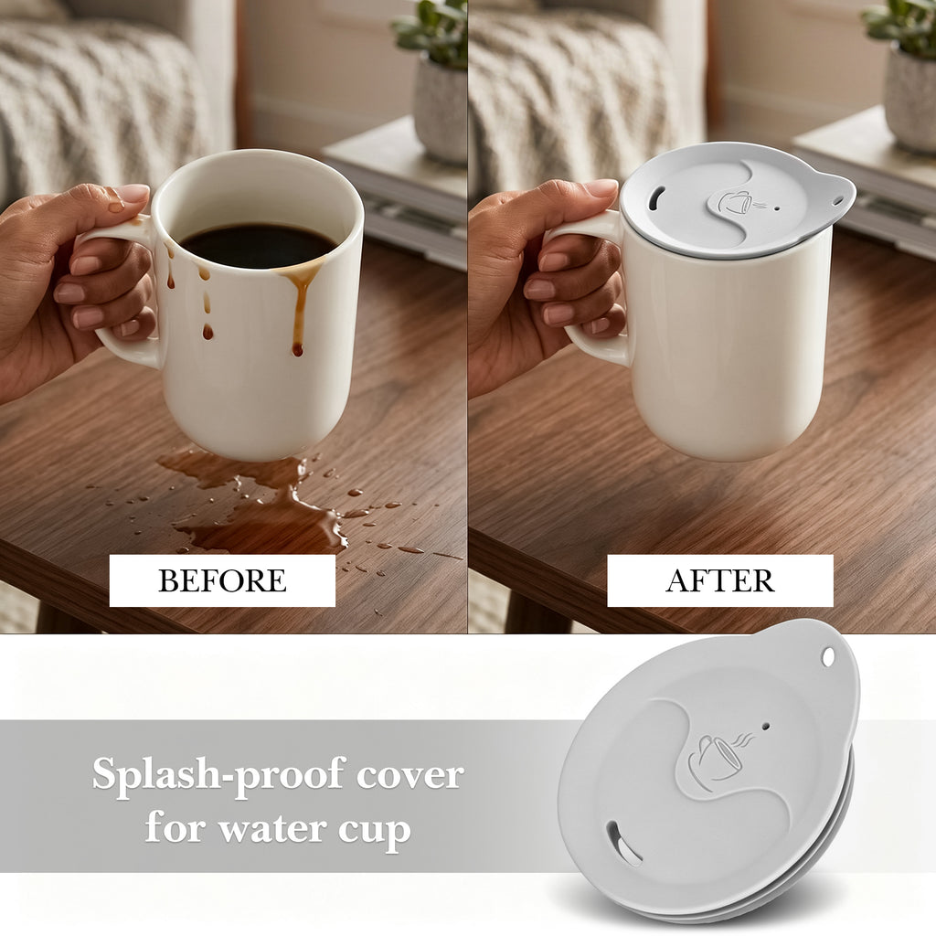 Linkidea 2 Pack Silicone Coffee Mug Lid for 3"(76mm) to 3.4"(86mm) Inside Diameter Mugs, Splash Resistant Replacement Mug Lid for Home, Office, Travel, Dishwasher-Safe (Grey)