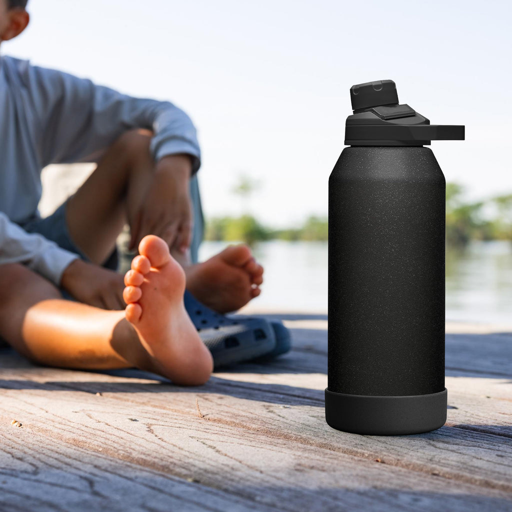 Linkidea 2 Pack Water Bottle Boot Compatible with CamelBak Chute Mag 40oz, Silicone Anti-Slip Bottle Bottom Sleeve Bumper Protector (Black)