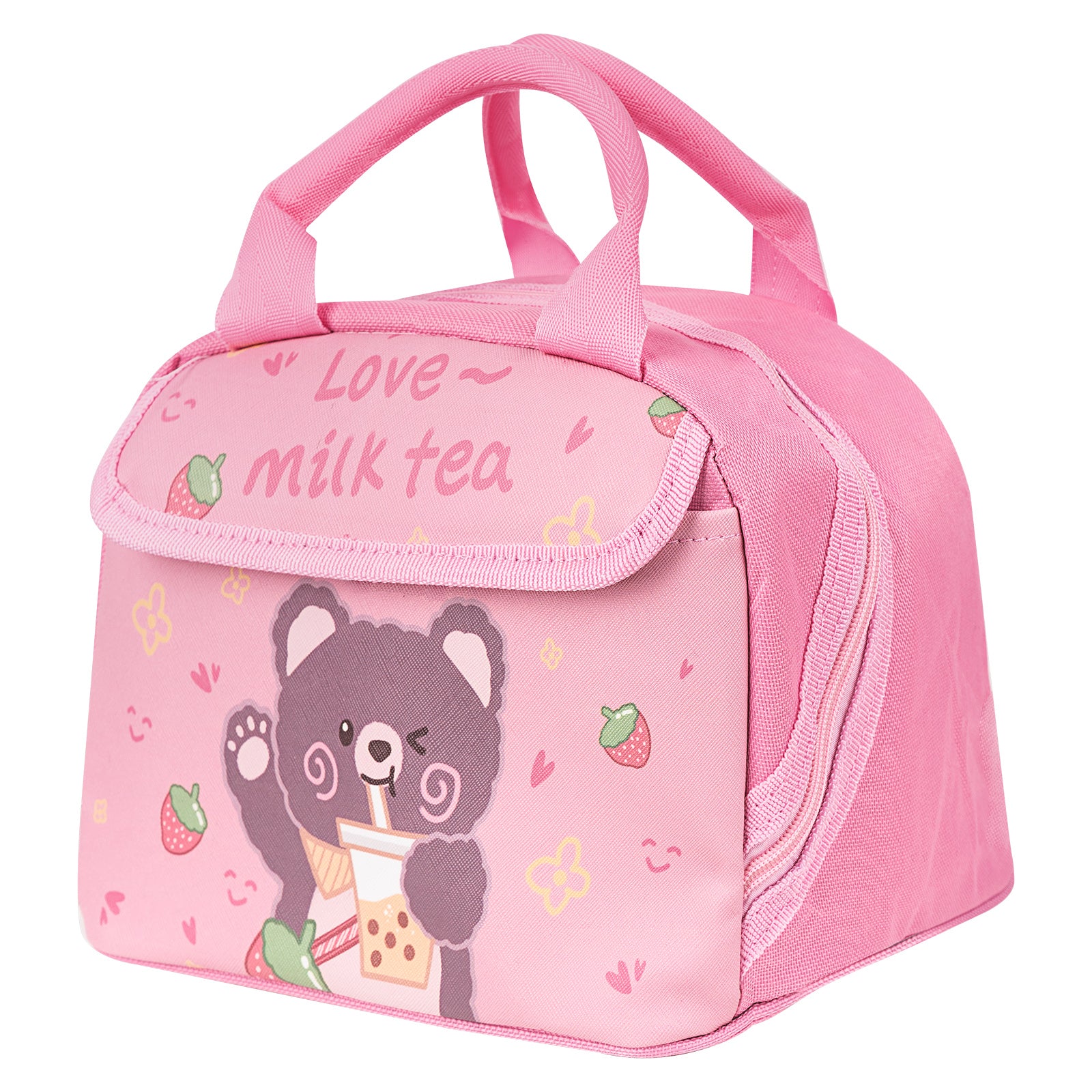 Linkidea Lunch Bag, Large Capacity Lunch Tote Bag with Hand Strap, Reusable Lunch Box Bag for Picnic, Outdoor, Compatible with B.Box, Sunhanny, Pedeco, QQKO, Xgxn Lunch Box (Pink)