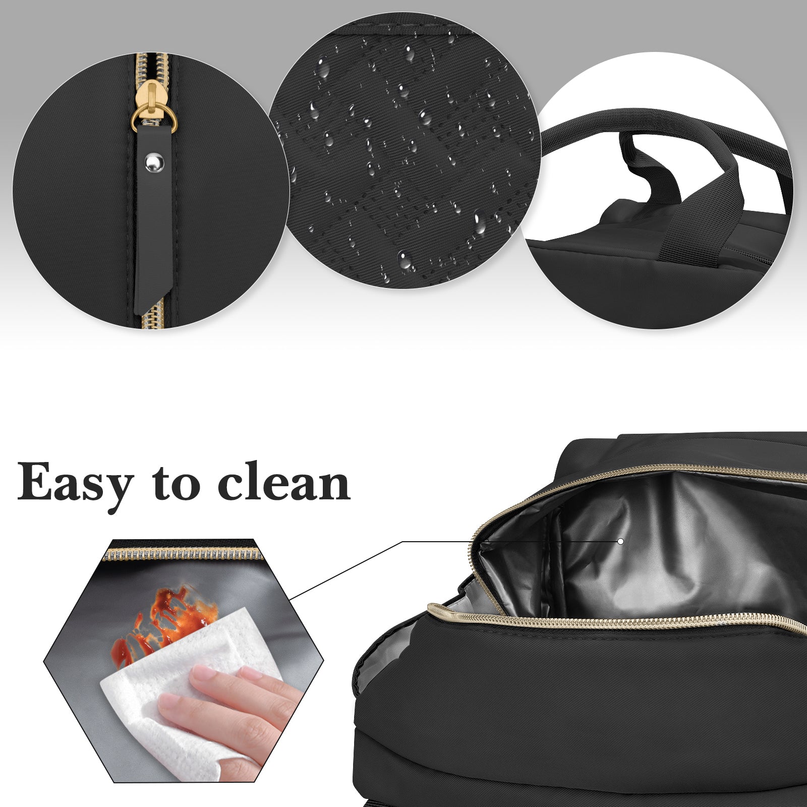 Linkidea Lunch Bag for Women, Large Leak Proof Lunch Tote Cooler, Lunch Tote Bag with Bottle Holder and Side Pockets, Compatible with NatraProw, LOVINA, Caperci (Black)