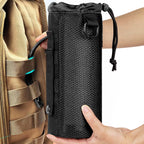 Linkidea Drawstring Molle Water Bottle Carrier with Strap Compatible with Owala FreeSip 32/40oz, Sustain Wide Mouth 48oz, Waterbottle Sling Bag Holder with Shoulder Strap, Black