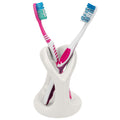 Linkidea Countertop Manual Toothbrush Holder for Bathroom, Unique Ceramic Vanity Organizer Stand Compatible with Oral-B CrossAction, Colgate Extra Clean, Reach Essentials Toothbrush (White)