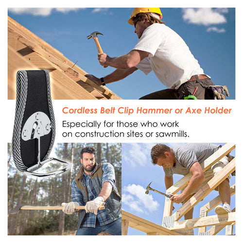 Linkidea 2 Pack Steel Hammer Holder for Work Belt, Heavy Duty Tool Loop Hanger for Axe, Wrench & Mallet