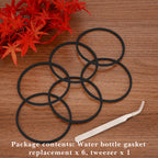 Linkidea 6 Pack Water Bottle Gasket Replacement Compatible with Simple Modern Trek 40oz Tumbler, Silicone O Ring Leak Proof Rubber Seal with Tweezer for Bottle Lid, Black